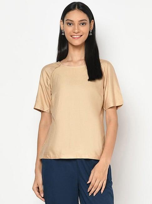 fabindia beige embroidered top