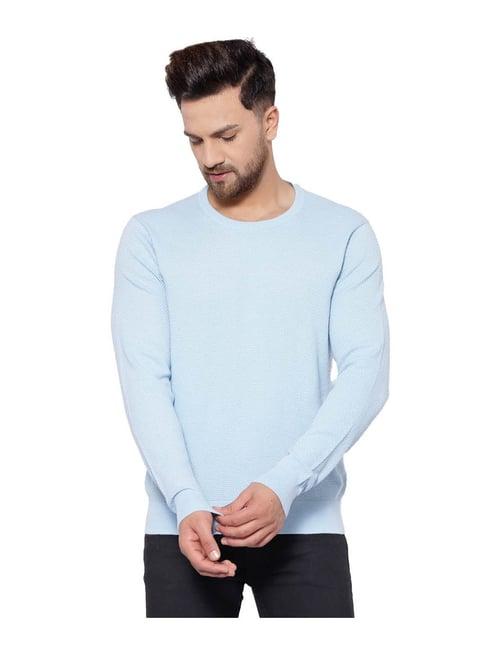 red tape sky blue self design sweater