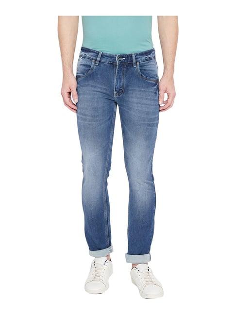 duke blue slim fit heavily washed jeans