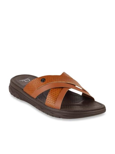 cl sports by carlton london men's tan cross strap sandals