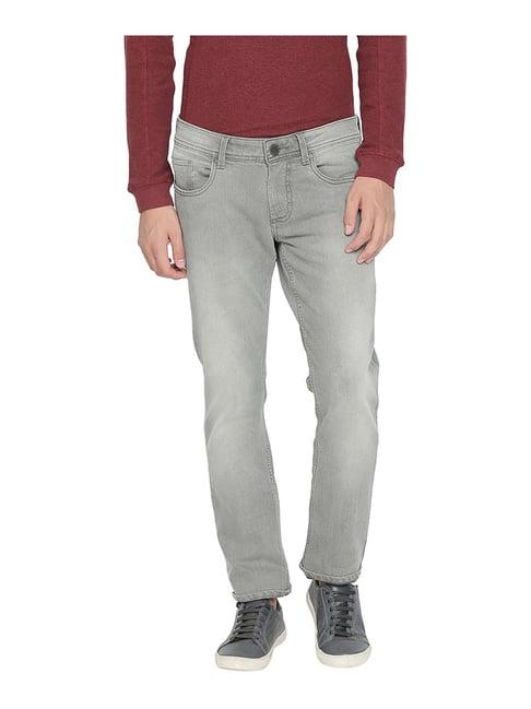 basics grey skinny fit lightly washed jeans