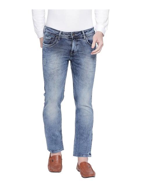 basics blue skinny fit heavily washed jeans