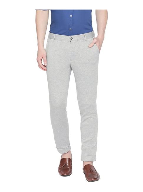 basics grey tailored fit flat front trousers