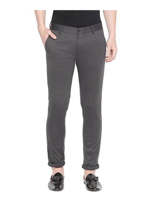 basics grey tailored fit flat front trousers