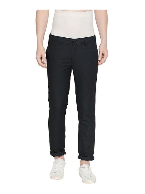 basics navy tailored fit flat front trousers