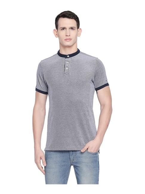 basics navy mandarin collar t-shirt