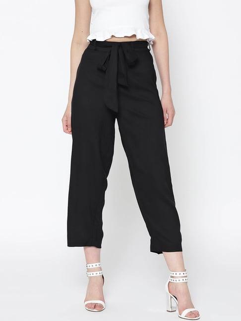 sera black regular fit pants