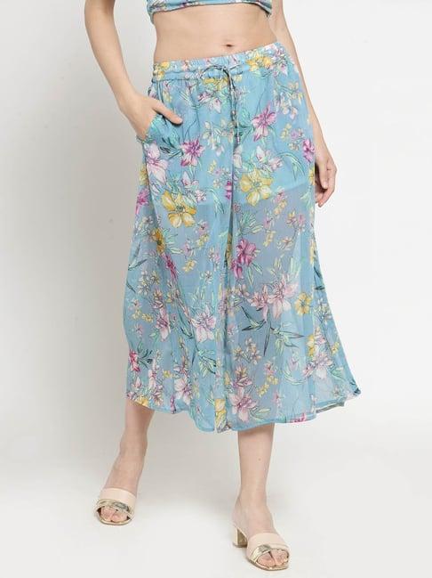 sera blue floral print culottes