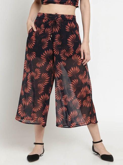 sera navy floral print culottes