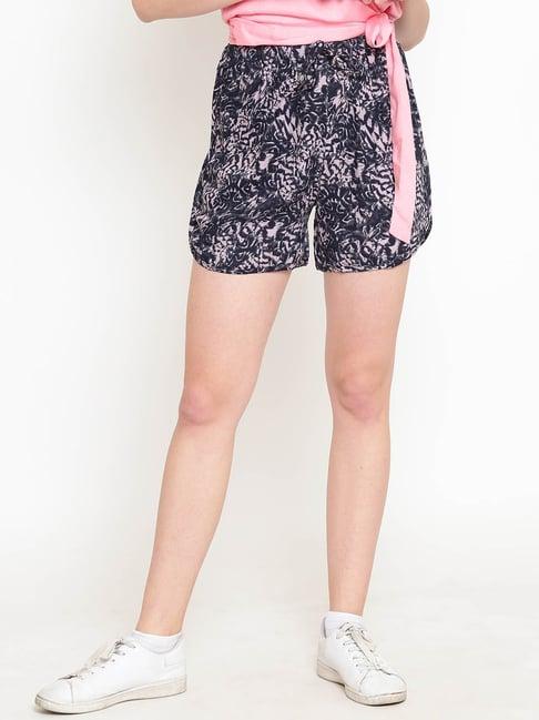 sera black & pink printed shorts