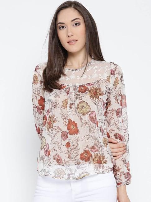 sera beige floral print top