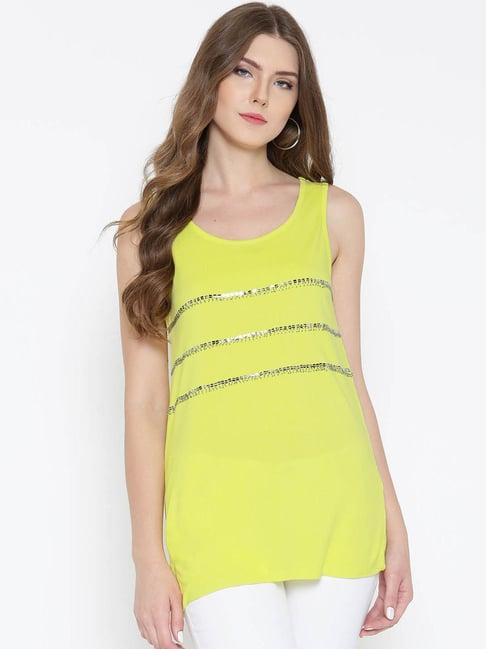 sera lime yellow embellished top