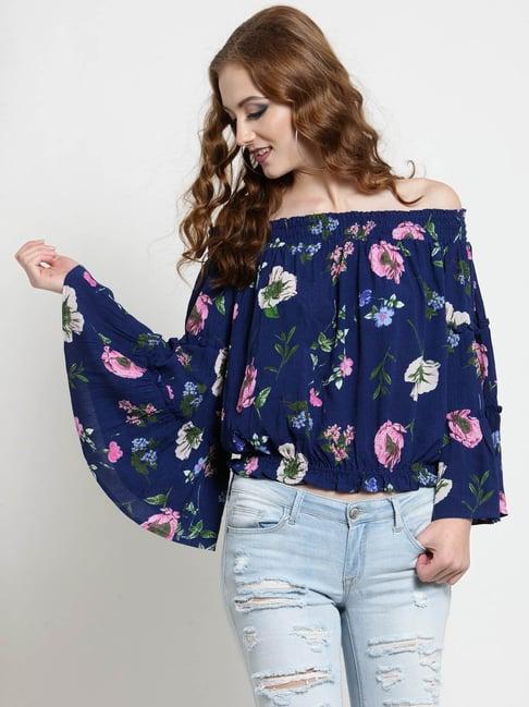 sera blue floral print top