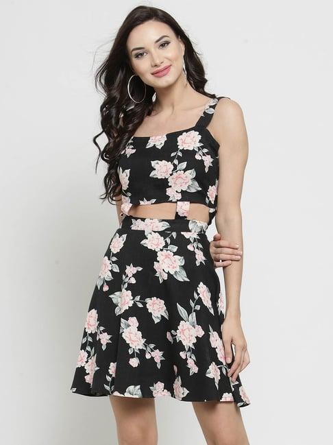 sera black floral print dress