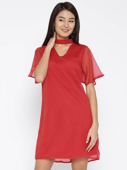 sera red regular fit dress