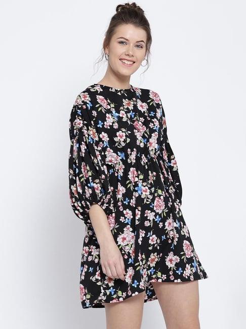 sera black floral print dress