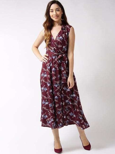 sera maroon floral print dress