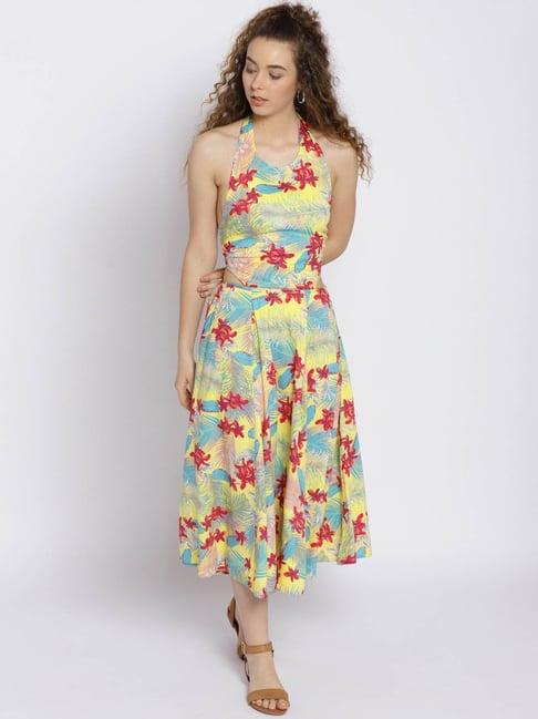 sera yellow floral print dress