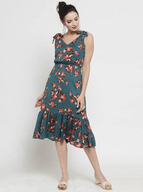 sera green floral print dress