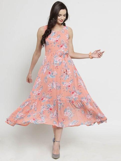 sera peach floral print dress