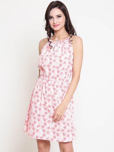 sera white & pink floral print dress