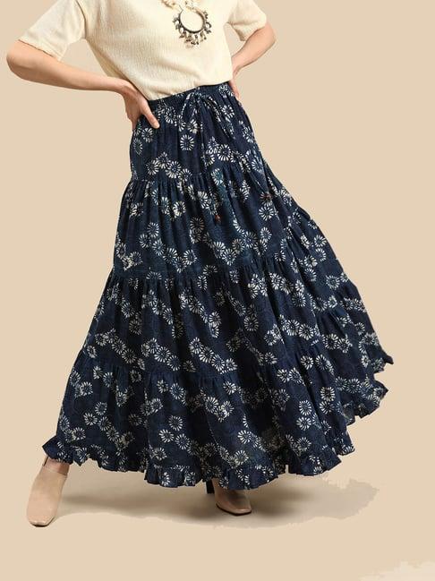 rangmayee blue printed skirt