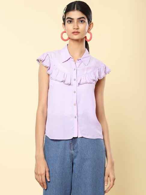 label ritu kumar lilac relaxed fit top