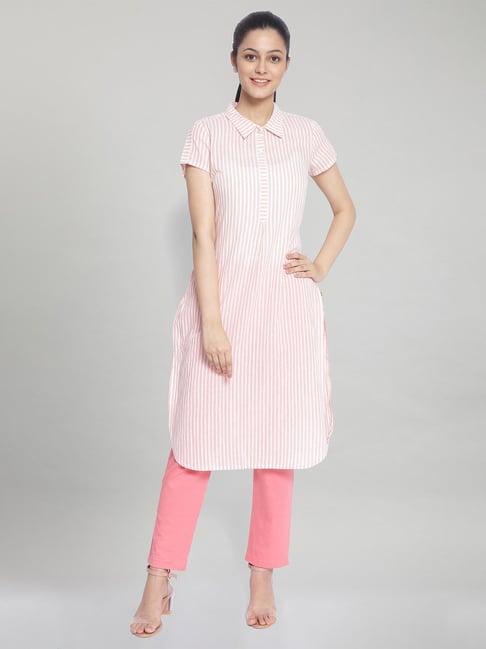 aurelia peach regular fit kurta