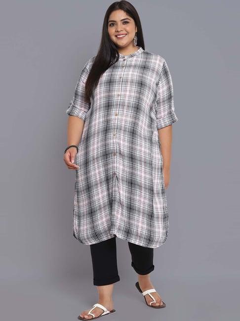 aurelia white printed regular fit kurta