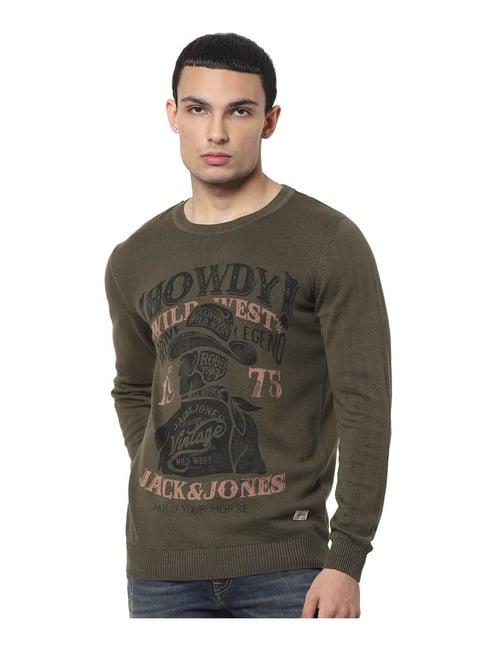 jack & jones winter moss printed sweater