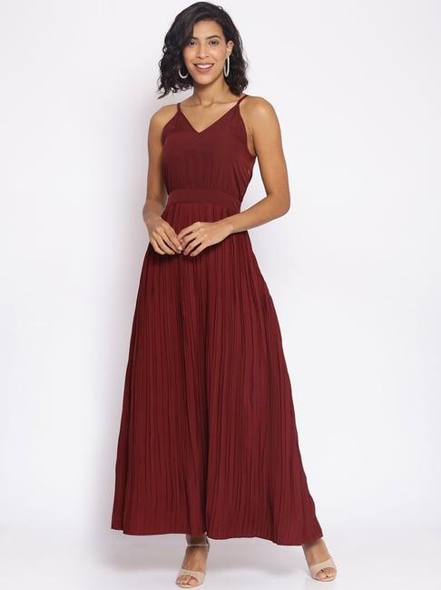 cottinfab maroon slip polyester dress