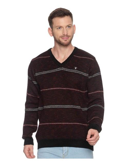 venitian- forbidden clothing maroon & black striped sweater