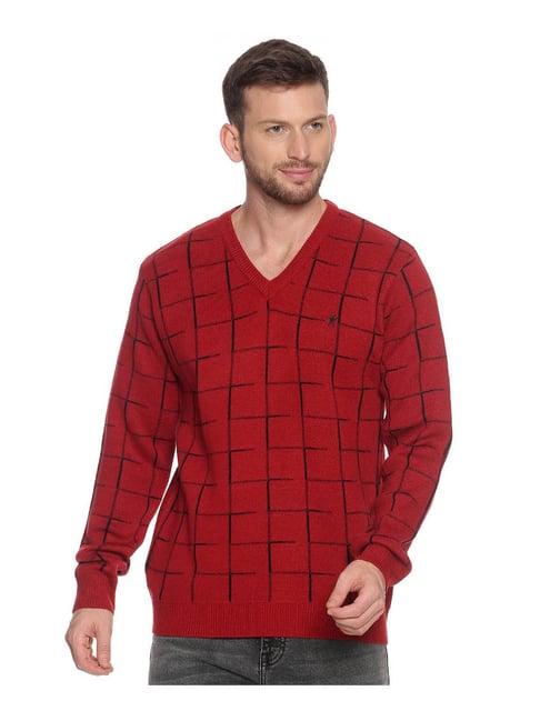 venitian- forbidden clothing beet red checks sweater