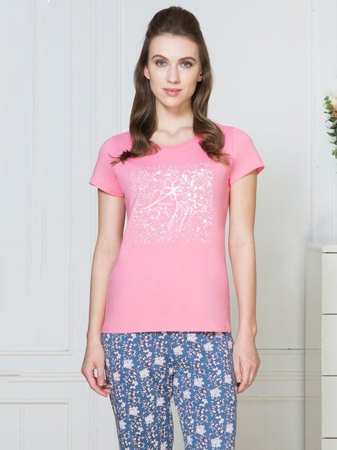 van heusen pink printed lounge t-shirt