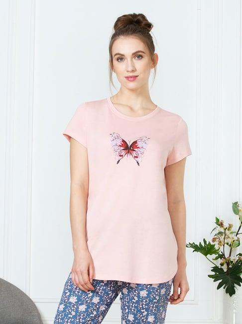 van heusen pink printed lounge t-shirt