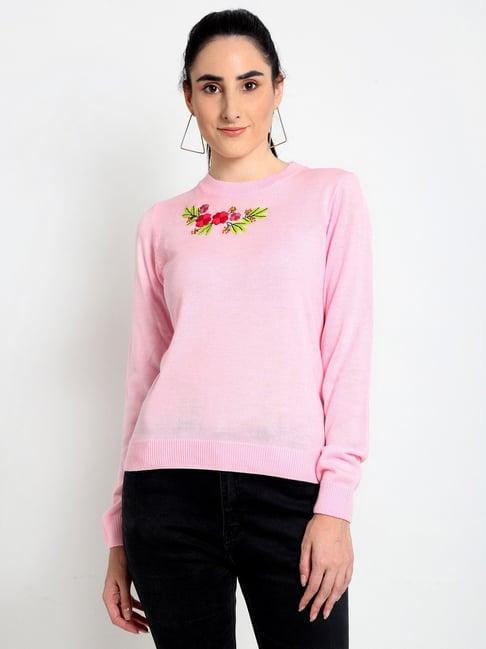 club york pink embroidered sweater