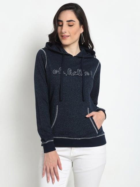 club york navy patchwork hooded sweatshirt