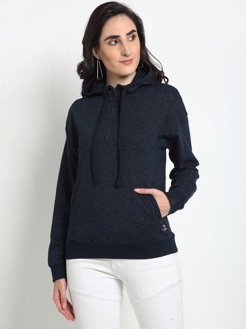 club york navy full sleeves hooded sweatshirt