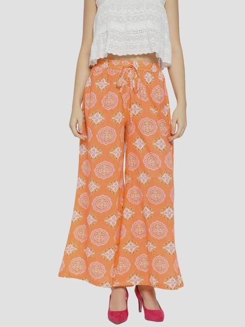 sringam orange cotton printed palazzos