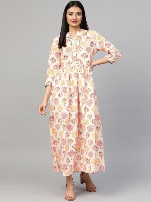 sringam white cotton printed maxi dress dress