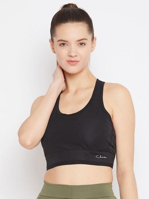 clovia black non wired padded sports bra