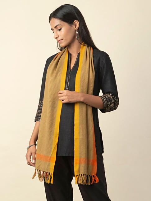 fabindia beige & yellow plain muffler