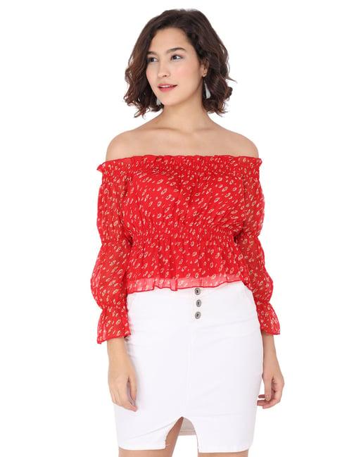 trend arrest red floral print top