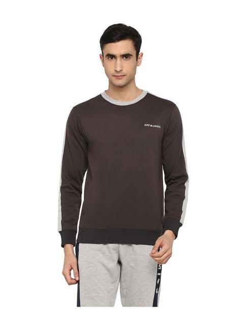 off limits dark grey solid full sleeves sweatshirt