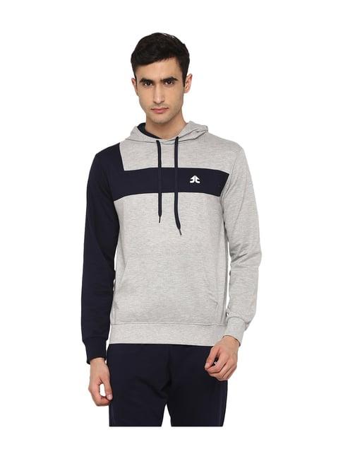 off limits grey & navy full sleeves hoodie