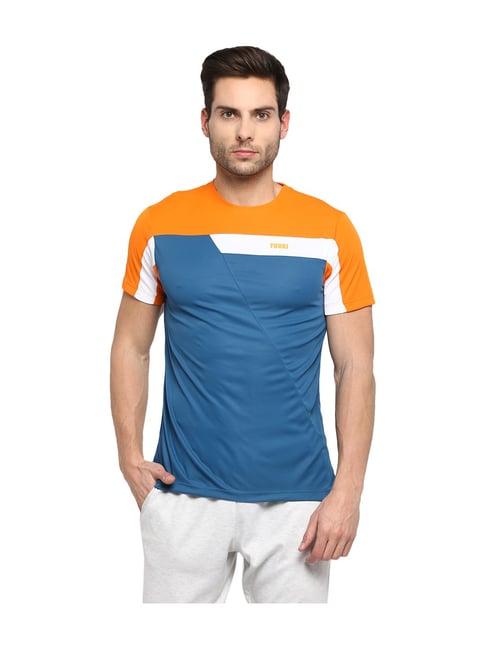 yuuki blue & orange round neck short sleeves t-shirt