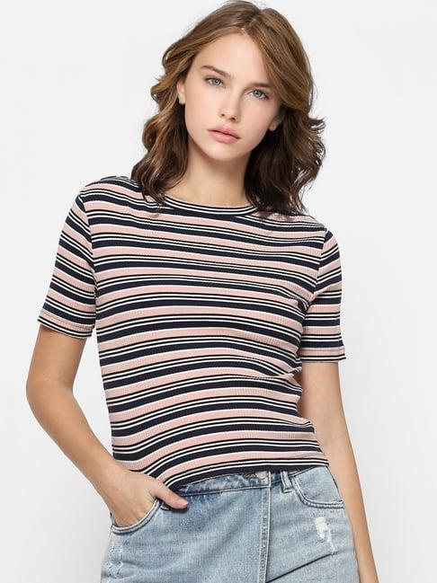 only light pink striped crew t-shirt