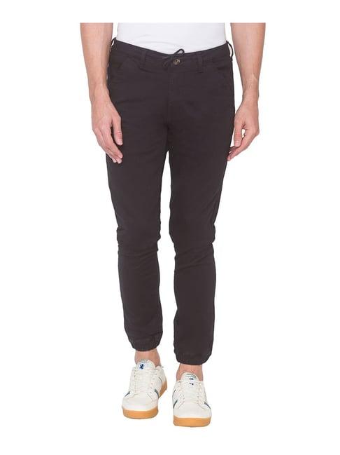 spykar black skinny fit joggers trousers