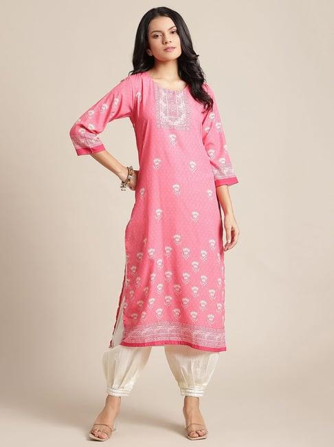 ksut light pink printed kurta