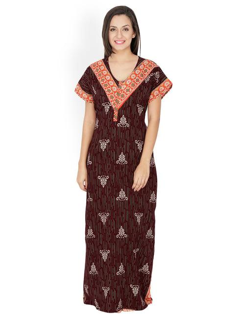 secret wish brown printed nighty